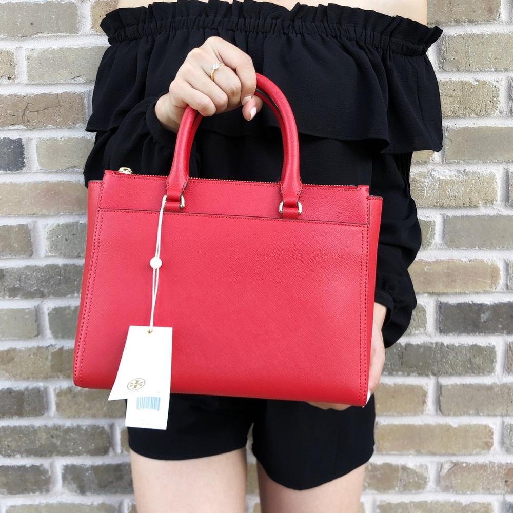 SALE‼️‼️👜💕NWT Tory Burch Double Zip Tote Poppy - Picture 3 of 8